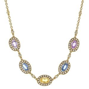 Sabbadini colored sapphires, diamonds and gold necklace